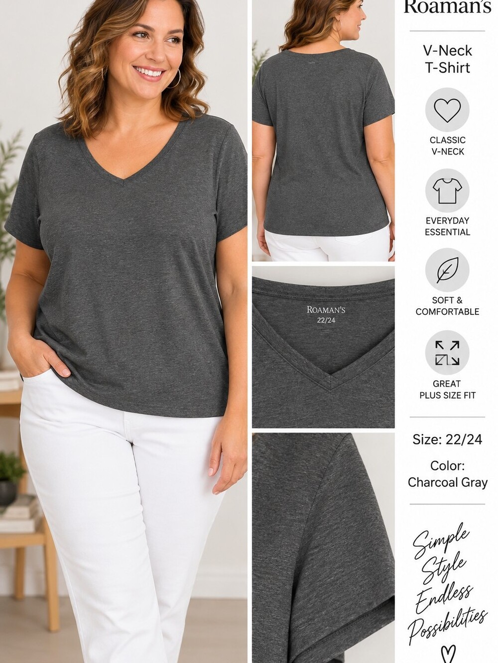 Roaman's V-neck Tee, GUC